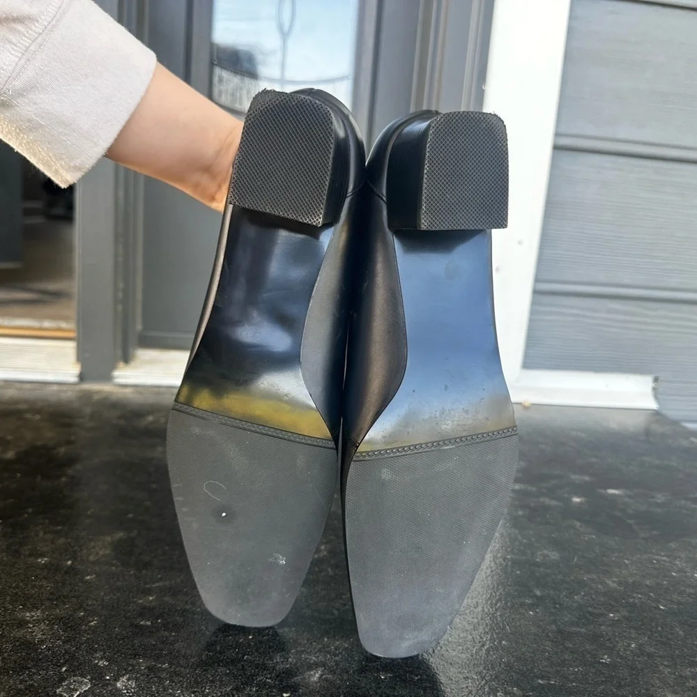 David Tate black leather loafers shoes square toe witchy comfort size 10 slip on - Picture 4 of 6